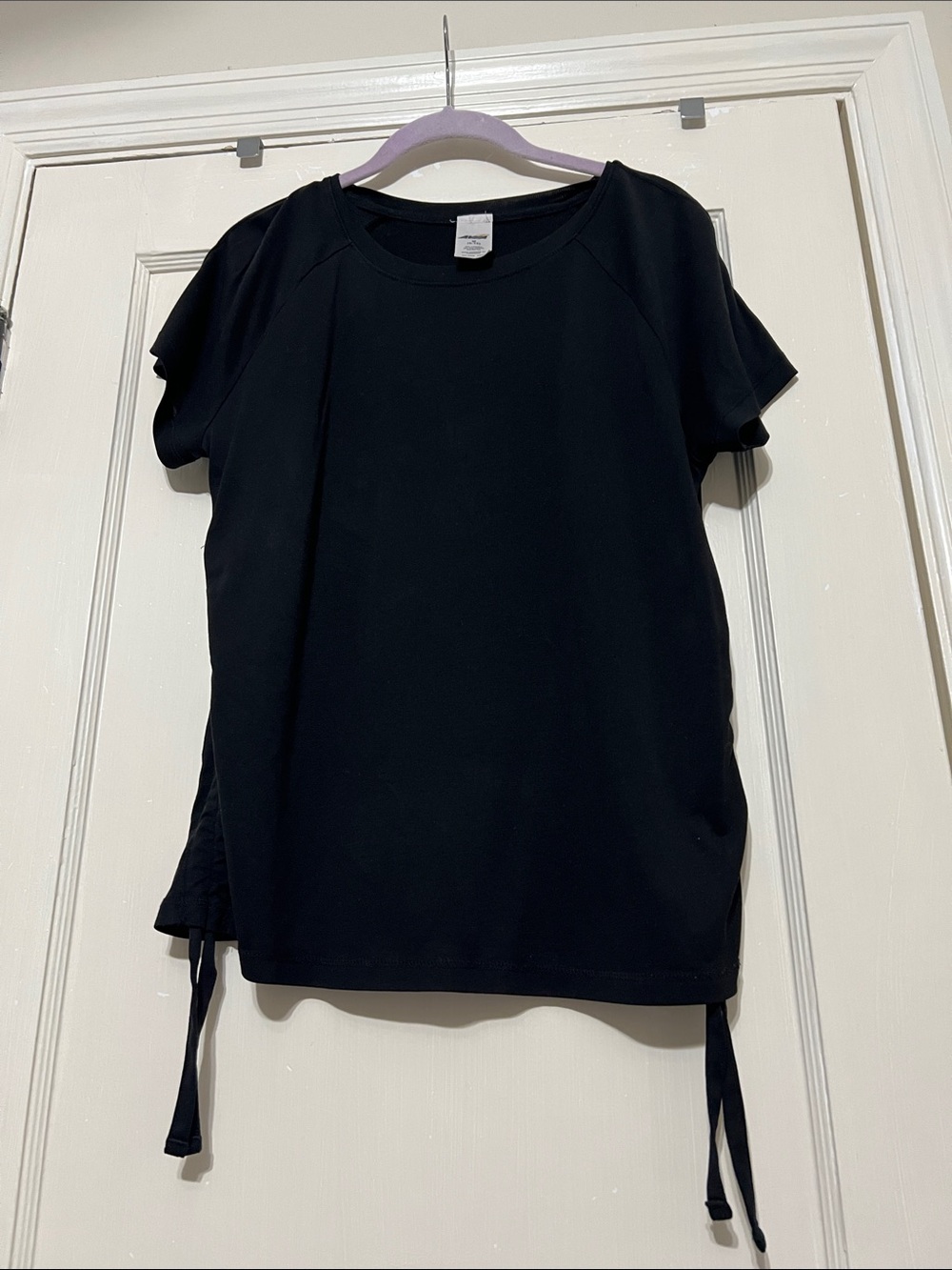 Avia Black Short-Sleeve workout Tee with Side Ties